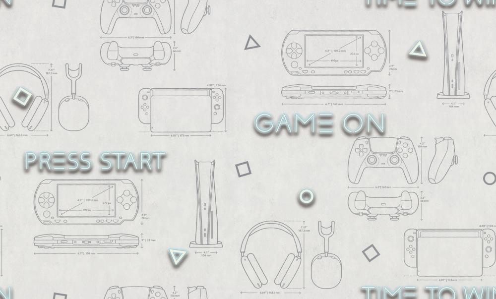 HomeColor Gamepad / Геймпад мотив / HC72157-14 / 8 / 10,05*1,06 / Винил на Флизелине
